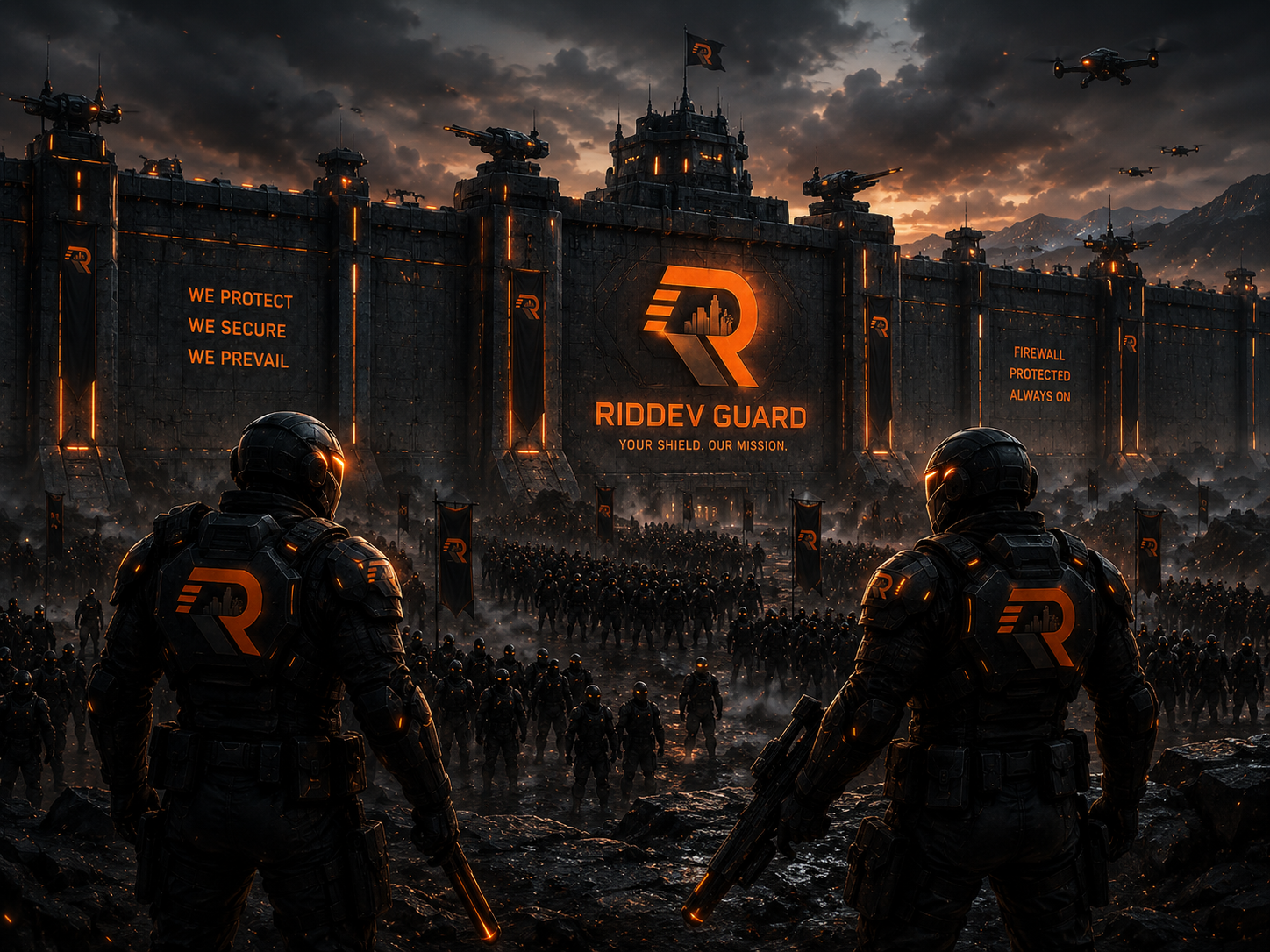RIDDEV Guard security fortress representing layered FiveM server and Windows host protection